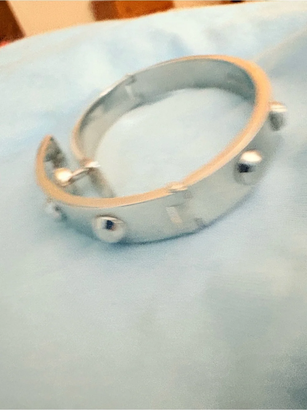 RARE Michael Kors Silver Stud & Crystal Hinged Slide Bangle Heritage Astor